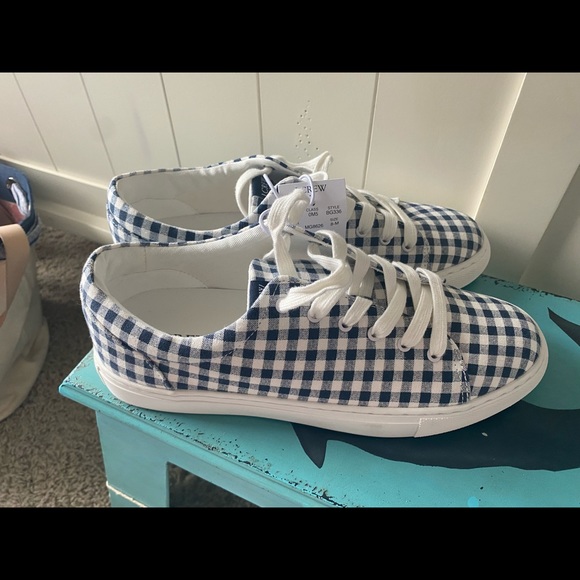 Jcrew sneakers.  Navy Gingham - Picture 2 of 4